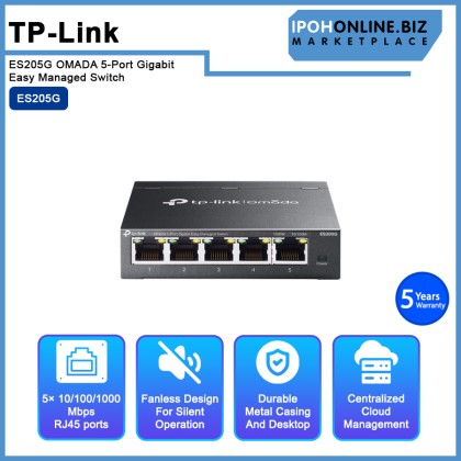 TP-LINK ES205G OMADA 5-Port Gigabit Easy Managed Switch TP-LINK ES205G OMADA 5-Port Gigabit Easy Managed Switch